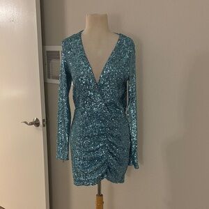 Show Me Your MuMu Shimmering Blue Sequin dress